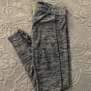 Striped Bluish Grey Leggings With Zipper